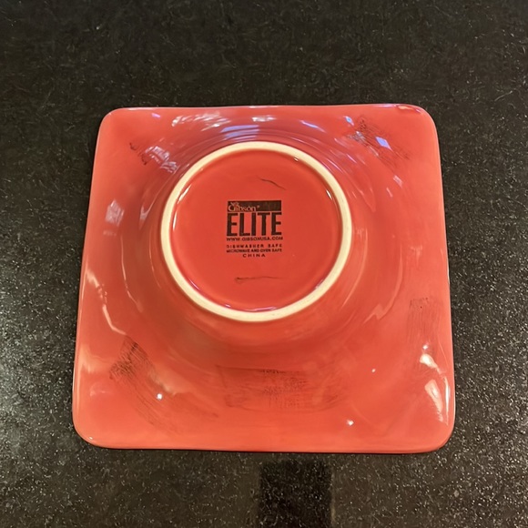 "ELITE"  Square Serving Bowl "RHAPSODY - Salmon"  by Gibson - Picture 2 of 6